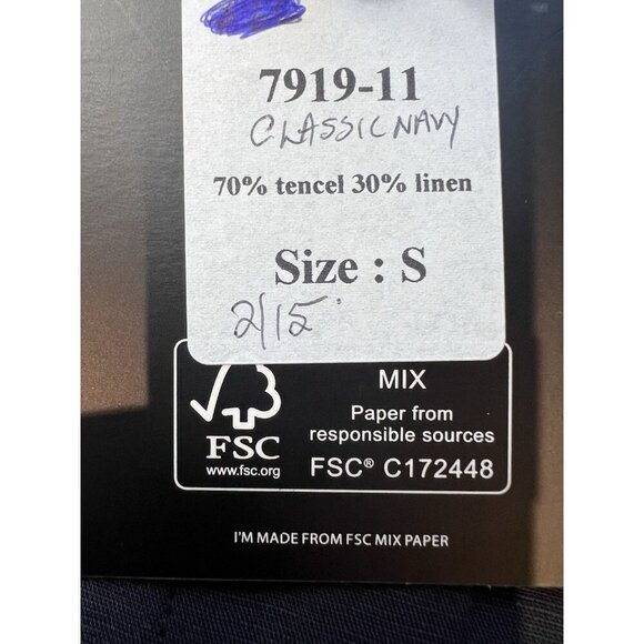 Nu Denmark Women’s Trouser Classic Navy Pants Size Small Tencel Linen Blend - Picture 4 of 4